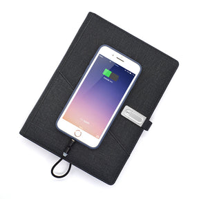 Notebook Multi-functional A5 Smart Leather Notebook Power Bank 8000mah With Gift Box USB Flash Drive Wireless Charging Notebook