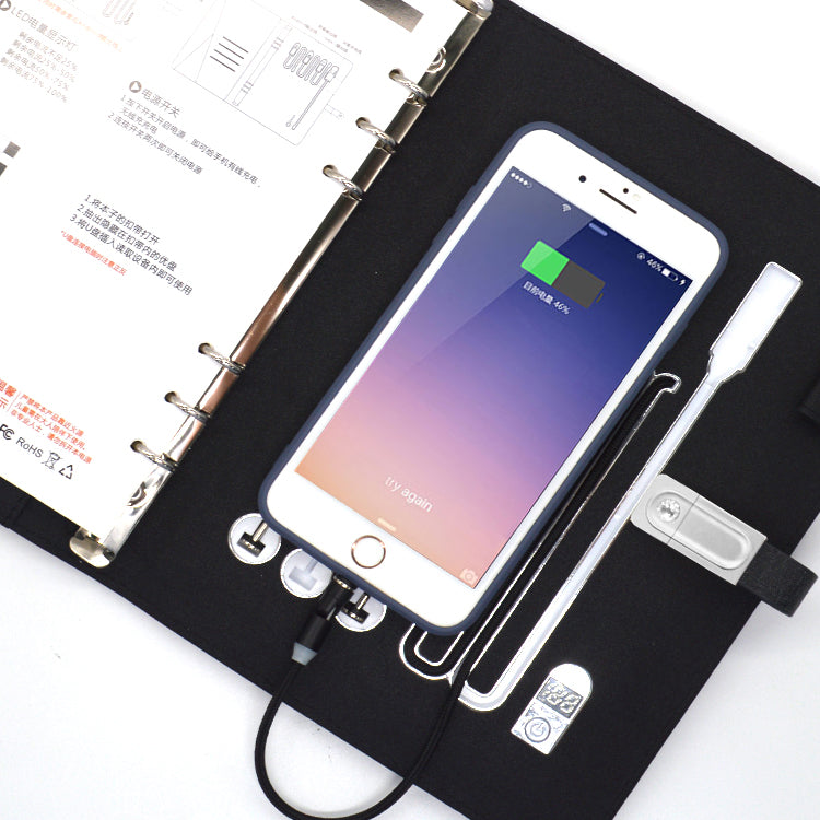 Notebook Multi-functional A5 Smart Leather Notebook Power Bank 8000mah With Gift Box USB Flash Drive Wireless Charging Notebook