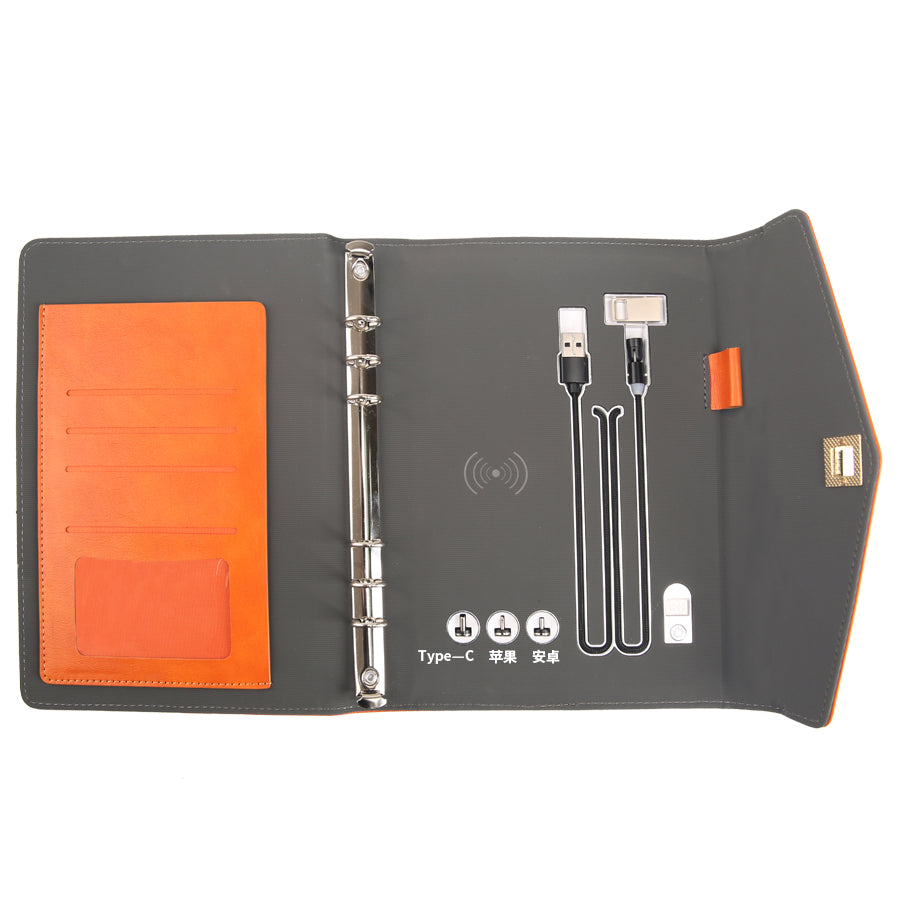 Wholesale A5 Smart Leather Notebook Business Gift Notebook With 8000mah Power Bank Multi-functional Wireless Charging Notebook